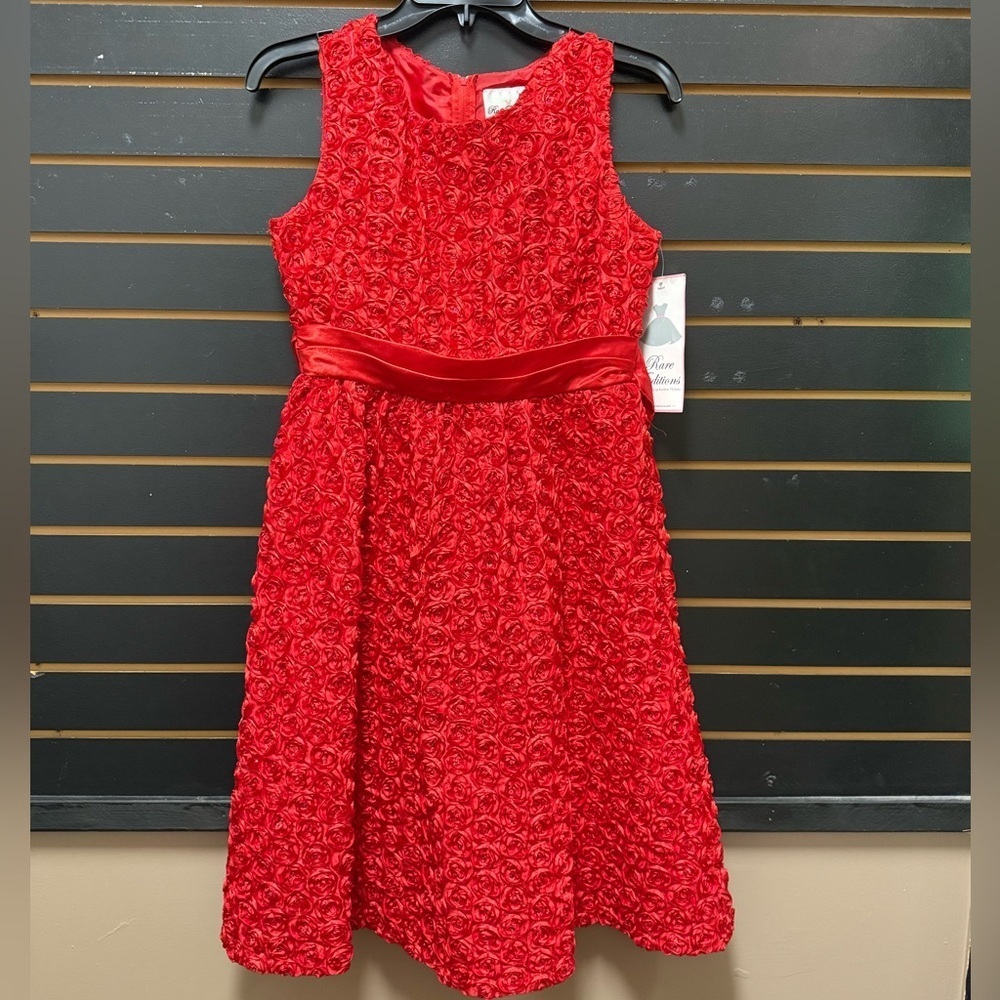 Rare Editions Red Rosette Party Dress Girls 16 NWT Holiday Formal